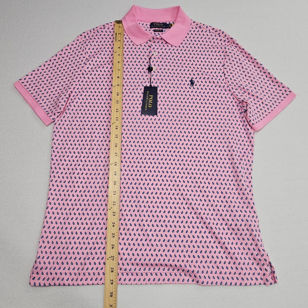Polo Ralph Lauren Classic Fit Pink Paisley Short Sleeve Polo Shirt Men L Stretch - Picture 10 of 12